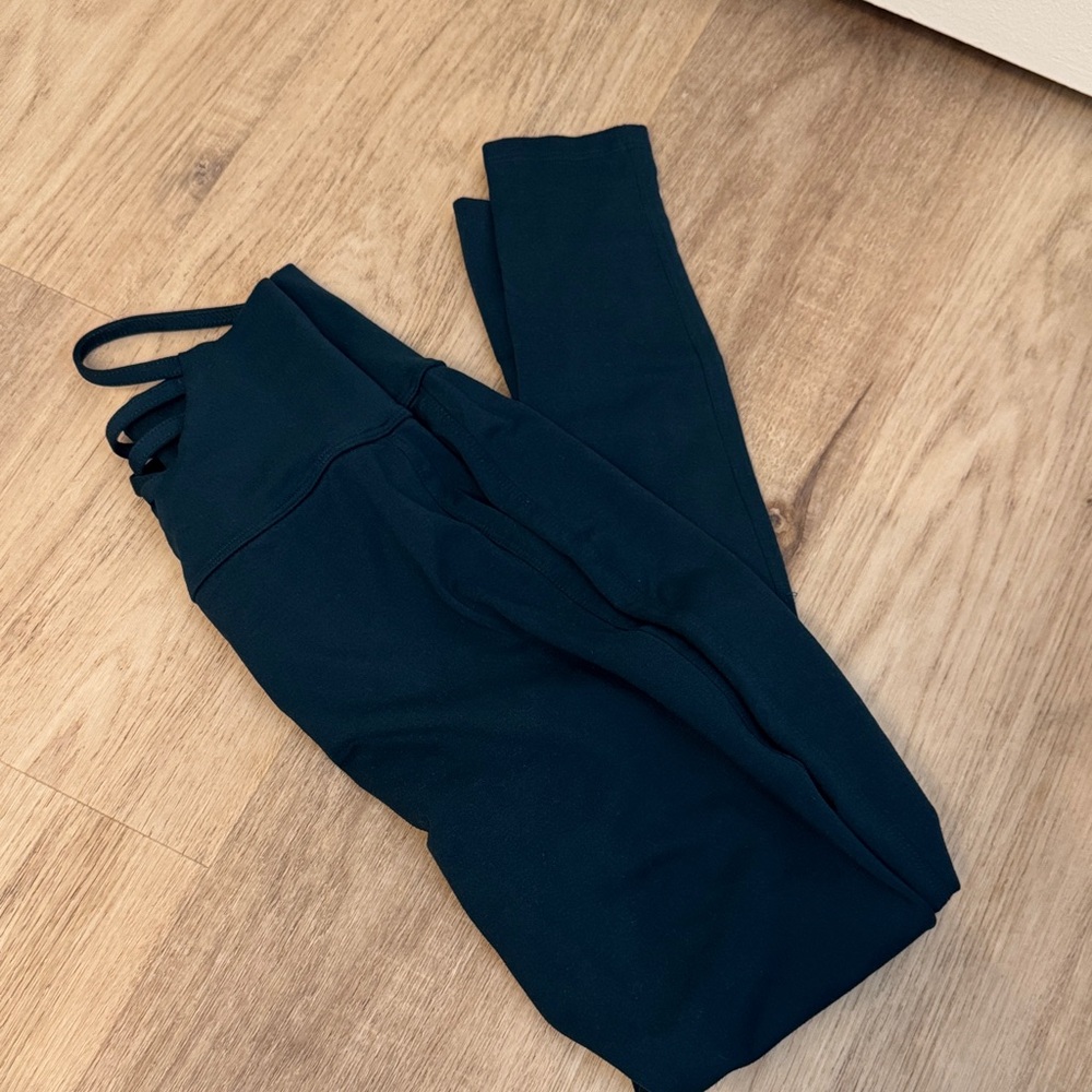 Dark Teal Bombshell Sportswear Leggings with Strappy Detail Small